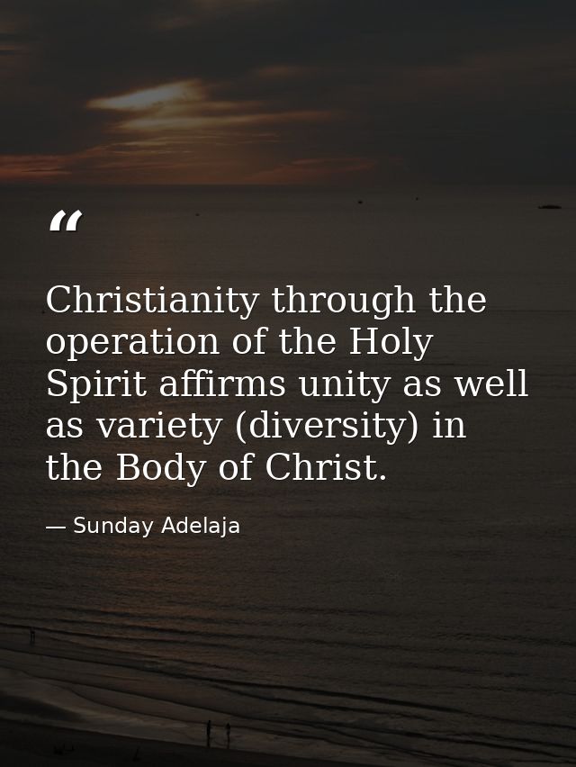 Christianity through the operation of the Holy Spirit affirms unity as well as variety (diversity) in the Body of Christ — Sunday Adelaja