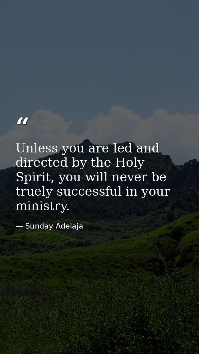 Unless you are led and directed by the Holy Spirit, you will never be truely successful in your ministry. — Sunday Adelaja