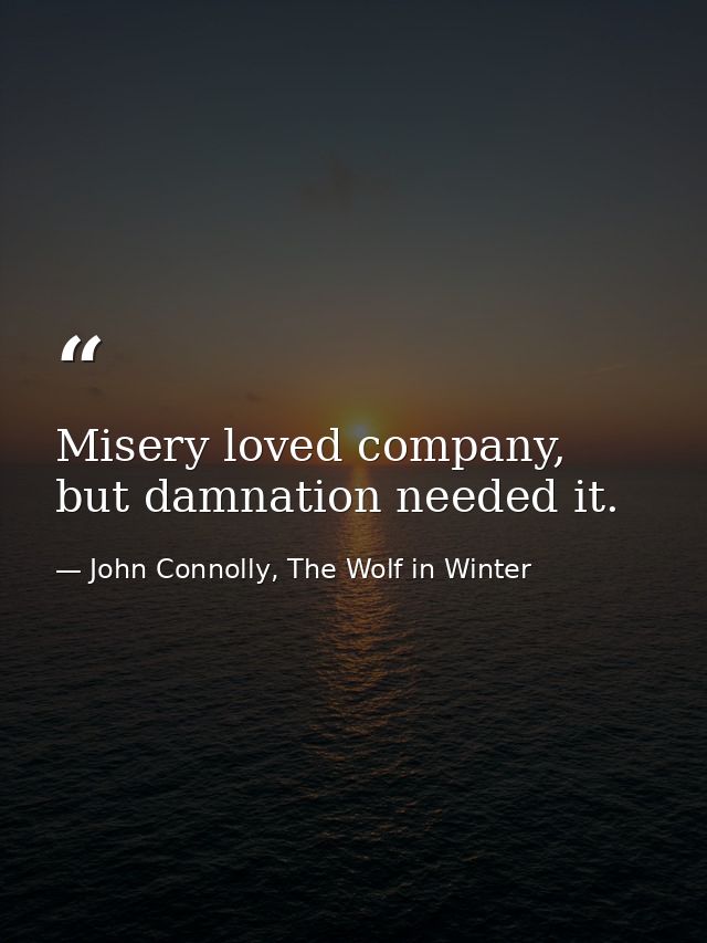 Misery loved company, but damnation needed it. — John Connolly, The Wolf in Winter