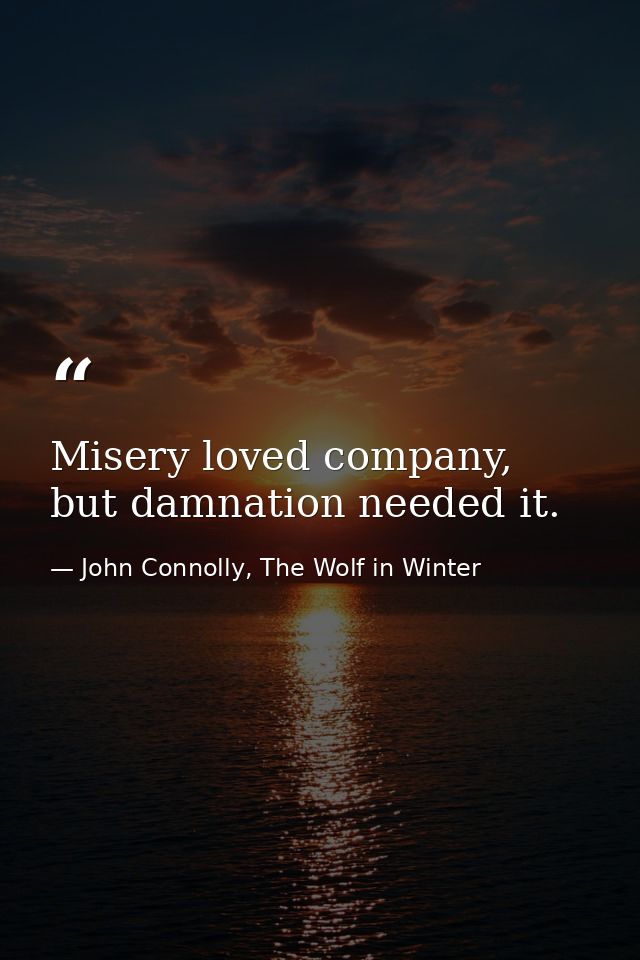 Misery loved company, but damnation needed it. — John Connolly, The Wolf in Winter