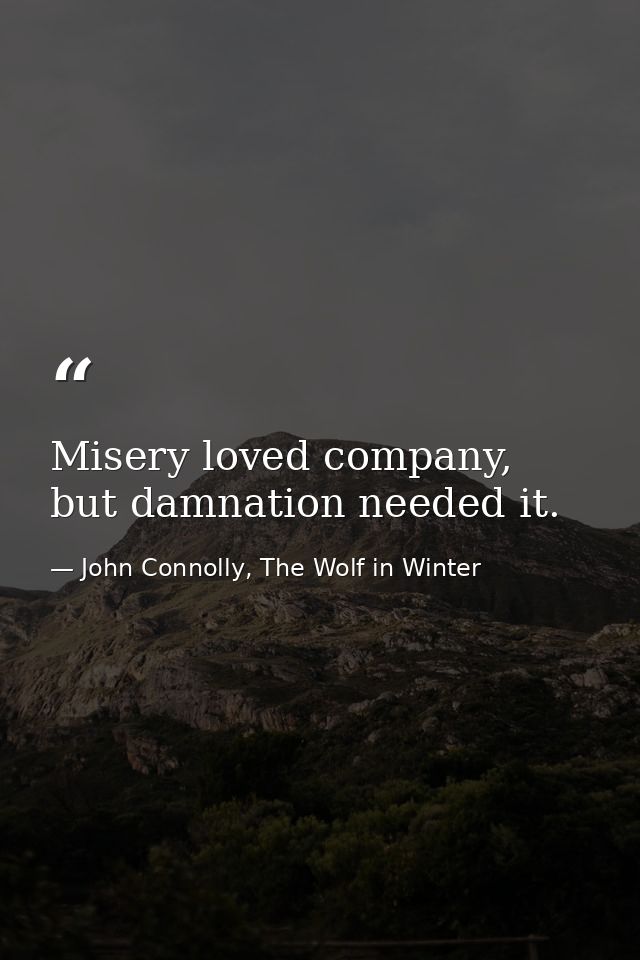 Misery loved company, but damnation needed it. — John Connolly, The Wolf in Winter