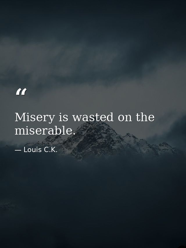 Misery is wasted on the miserable. — Louis C.K.