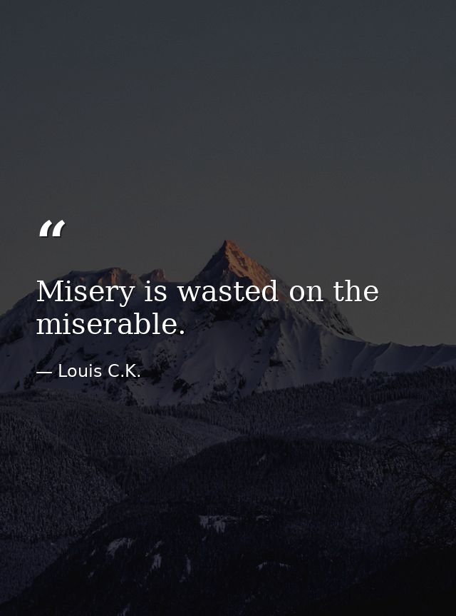 Misery is wasted on the miserable. — Louis C.K.