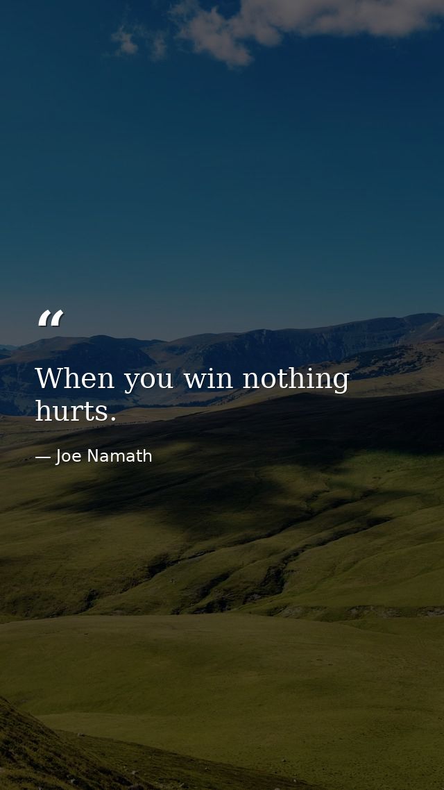 When you win nothing hurts. — Joe Namath