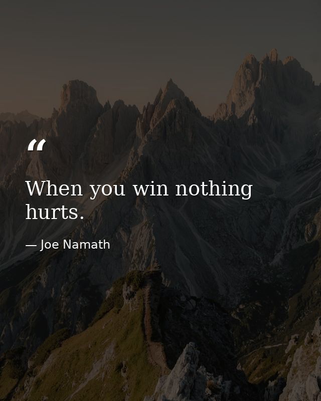When you win nothing hurts. — Joe Namath