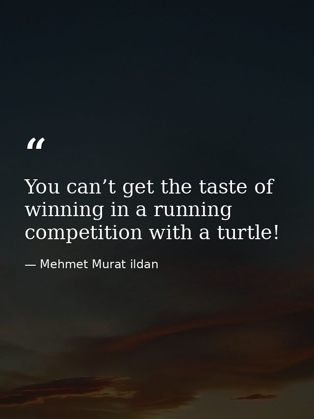 You can’t get the taste of winning in a running competition with a turtle! — Mehmet Murat ildan