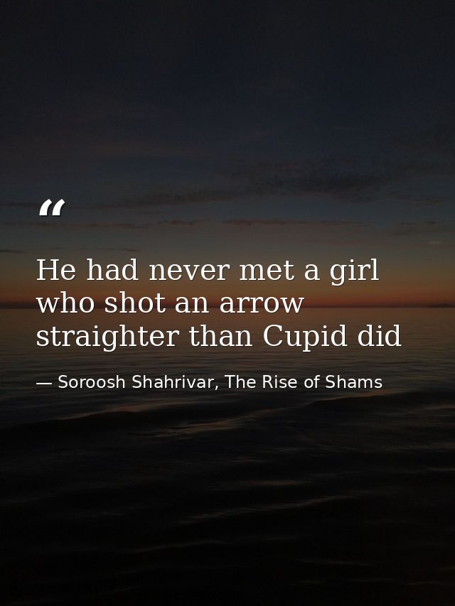 He had never met a girl who shot an arrow straighter than Cupid did — Soroosh Shahrivar, The Rise of Shams