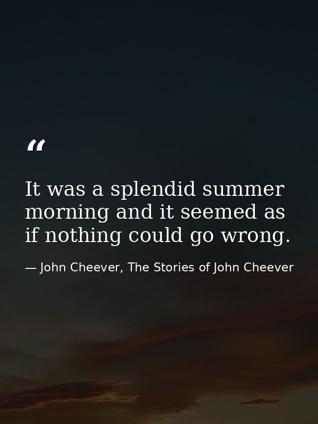 It was a splendid summer morning and it seemed as if nothing could go wrong. — John Cheever, The Stories of John Cheever