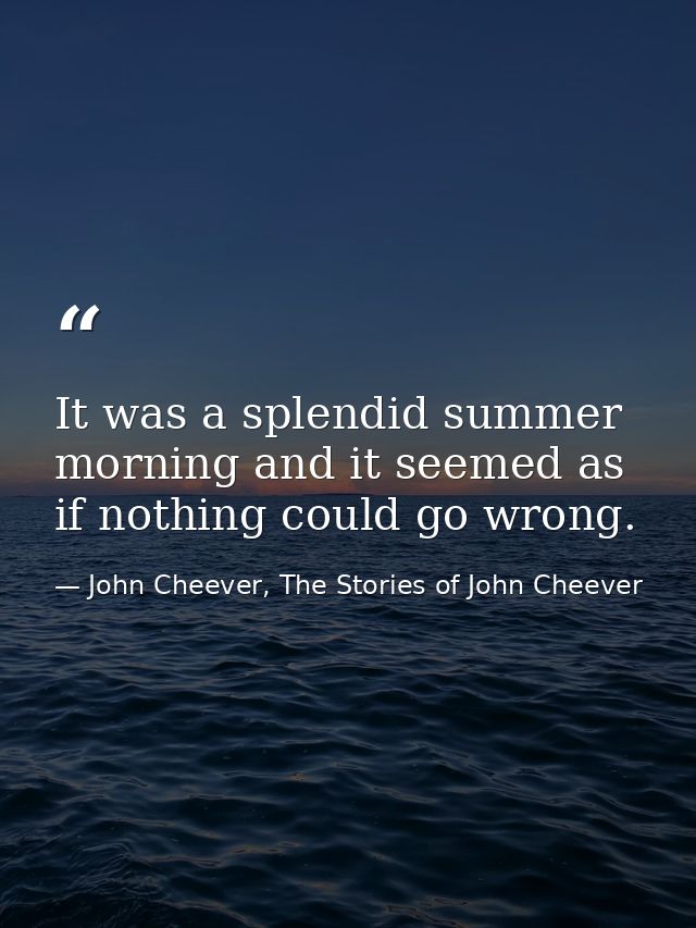 It was a splendid summer morning and it seemed as if nothing could go wrong. — John Cheever, The Stories of John Cheever