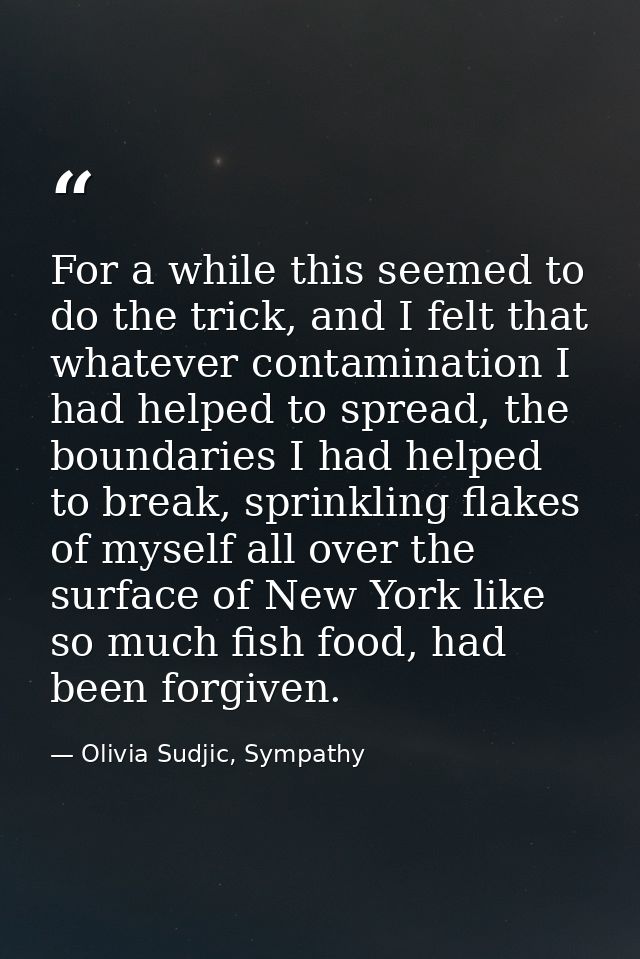 For a while this seemed to do the trick, and I felt that whatever contamination I had helped to spread, the boundaries I — Olivia Sudjic, Sympathy