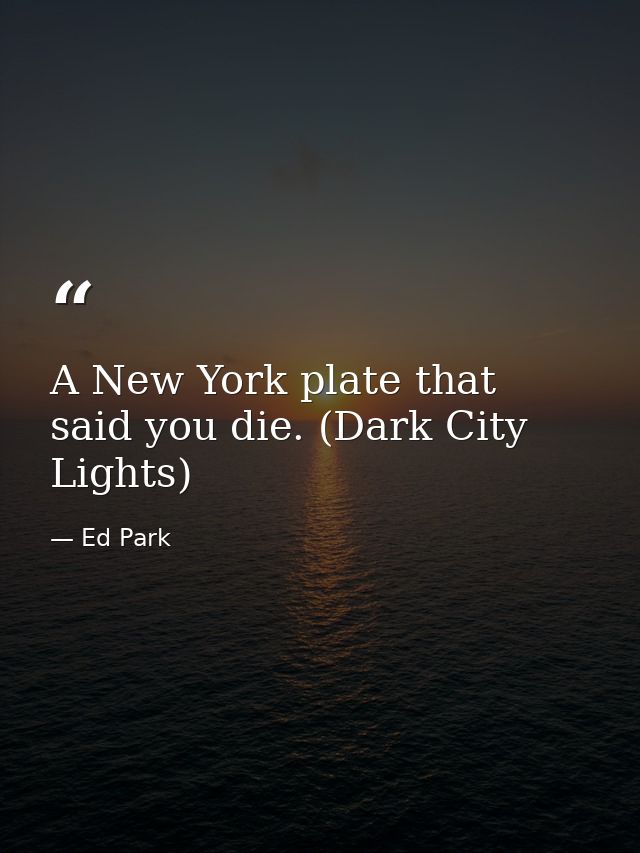 A New York plate that said you die. (Dark City Lights) — Ed Park
