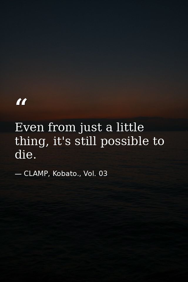 Even from just a little thing, it's still possible to die. — CLAMP, Kobato., Vol. 03