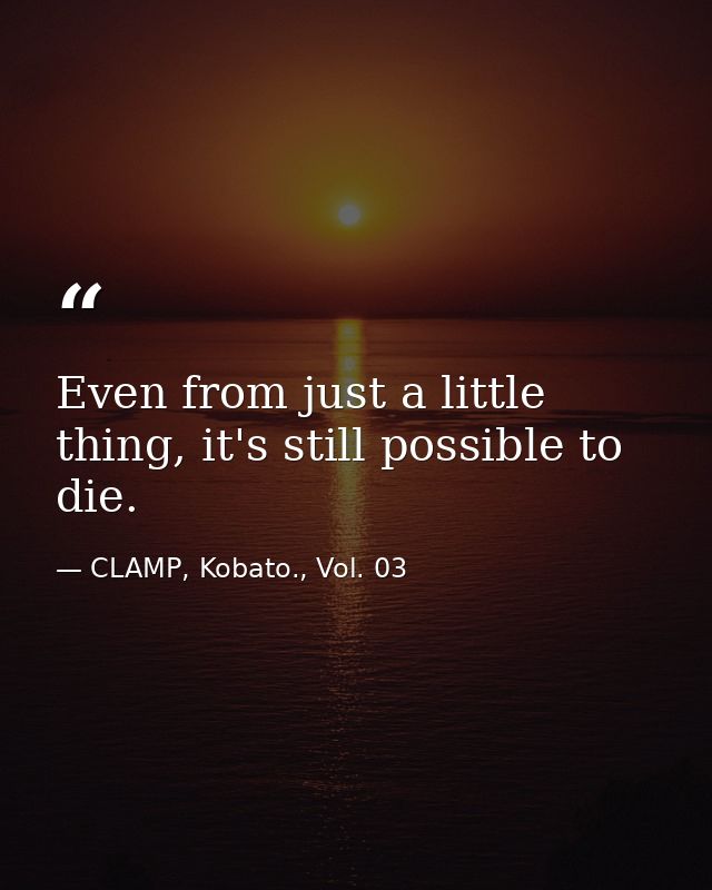 Even from just a little thing, it's still possible to die. — CLAMP, Kobato., Vol. 03