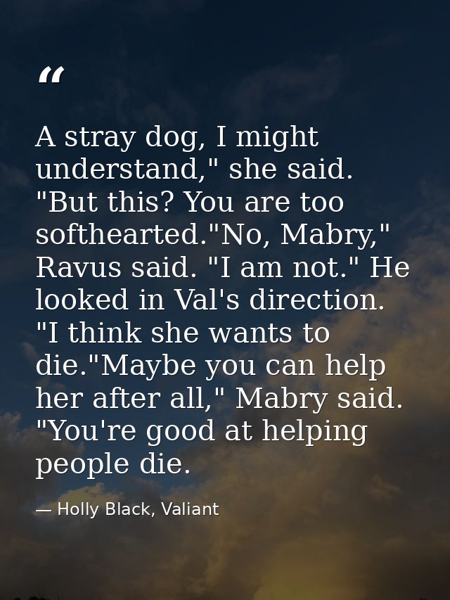 A stray dog, I might understand," she said. "But this? You are too softhearted."No, Mabry," Ravus said. "I am not." He l — Holly Black, Valiant