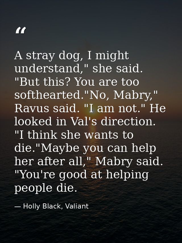 A stray dog, I might understand," she said. "But this? You are too softhearted."No, Mabry," Ravus said. "I am not." He l — Holly Black, Valiant