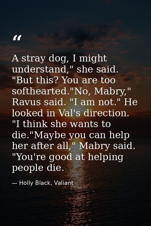A stray dog, I might understand," she said. "But this? You are too softhearted."No, Mabry," Ravus said. "I am not." He l — Holly Black, Valiant