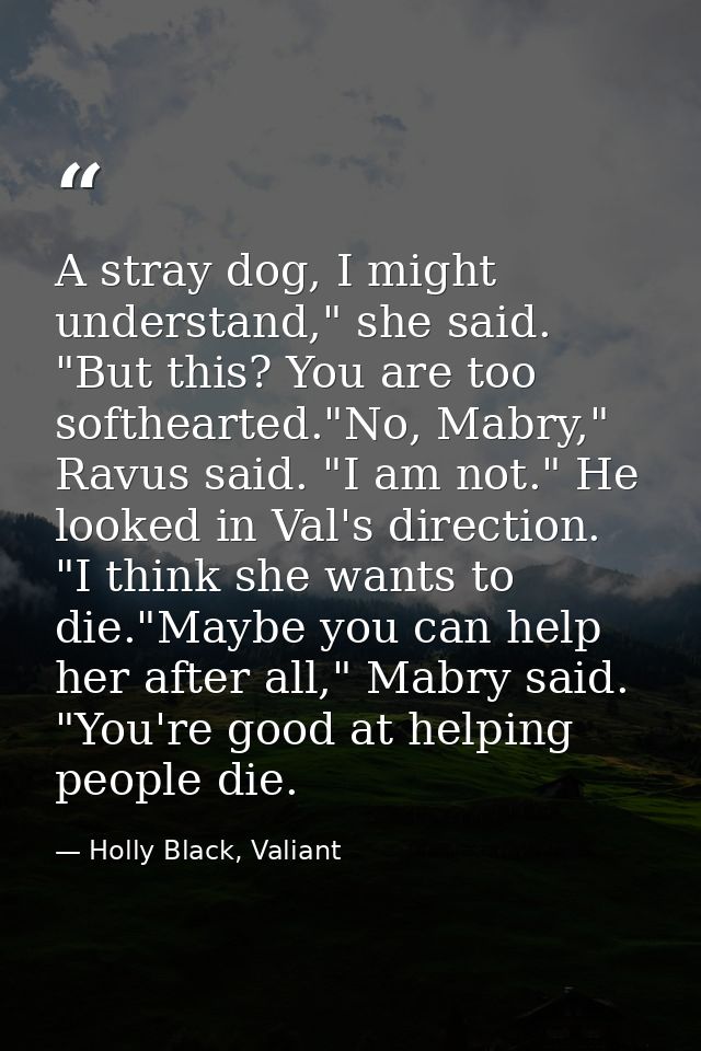 A stray dog, I might understand," she said. "But this? You are too softhearted."No, Mabry," Ravus said. "I am not." He l — Holly Black, Valiant
