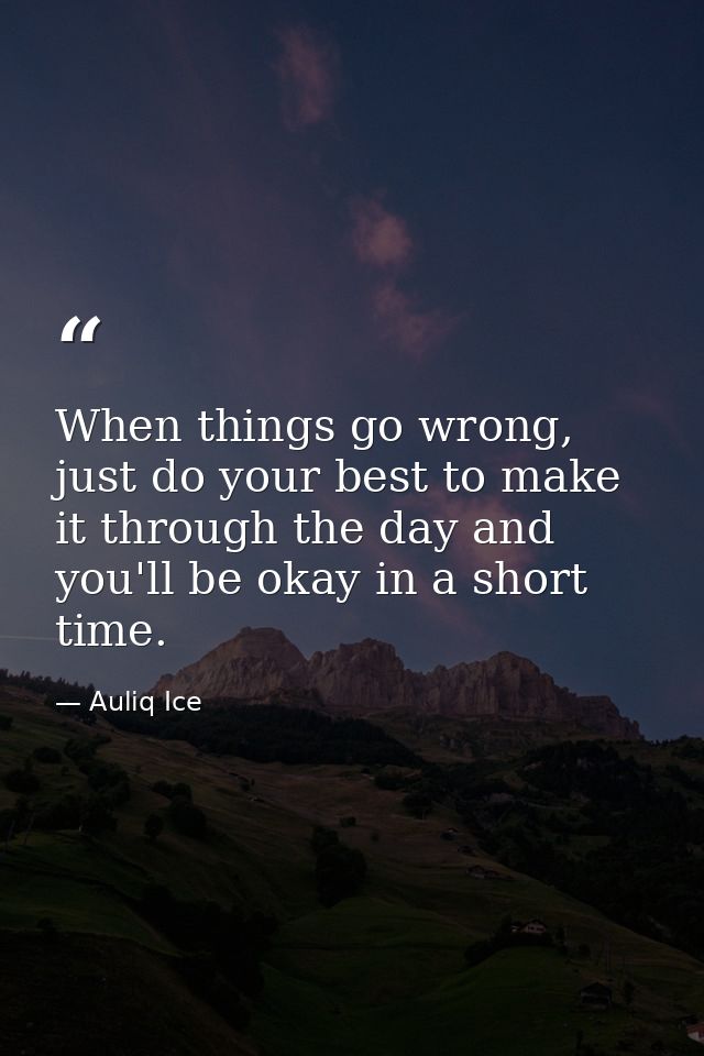 When things go wrong, just do your best to make it through the day and you'll be okay in a short time. — Auliq Ice