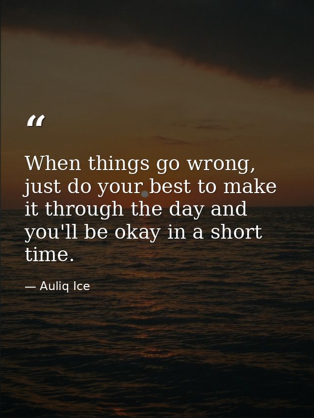 When things go wrong, just do your best to make it through the day and you'll be okay in a short time. — Auliq Ice