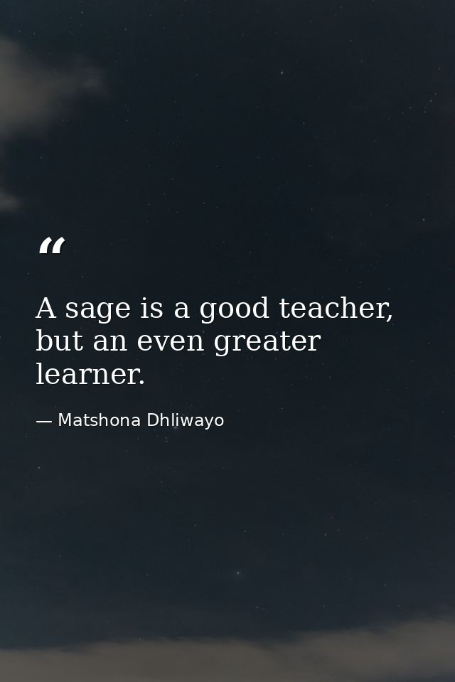 A sage is a good teacher, but an even greater learner. — Matshona Dhliwayo