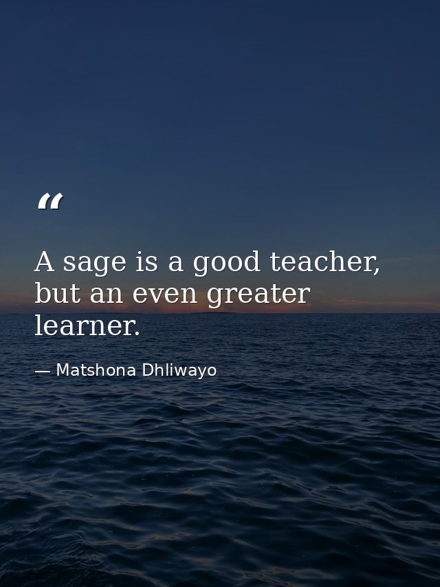 A sage is a good teacher, but an even greater learner. — Matshona Dhliwayo