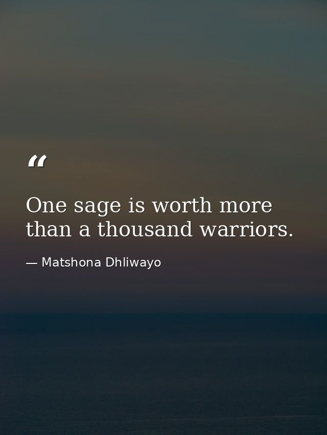 One sage is worth more than a thousand warriors. — Matshona Dhliwayo