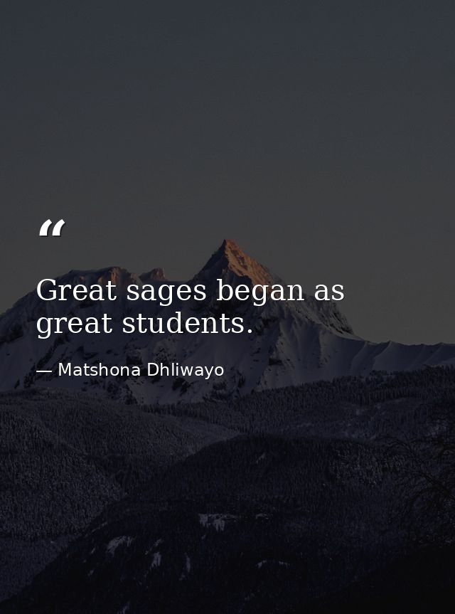 Great sages began as great students. — Matshona Dhliwayo