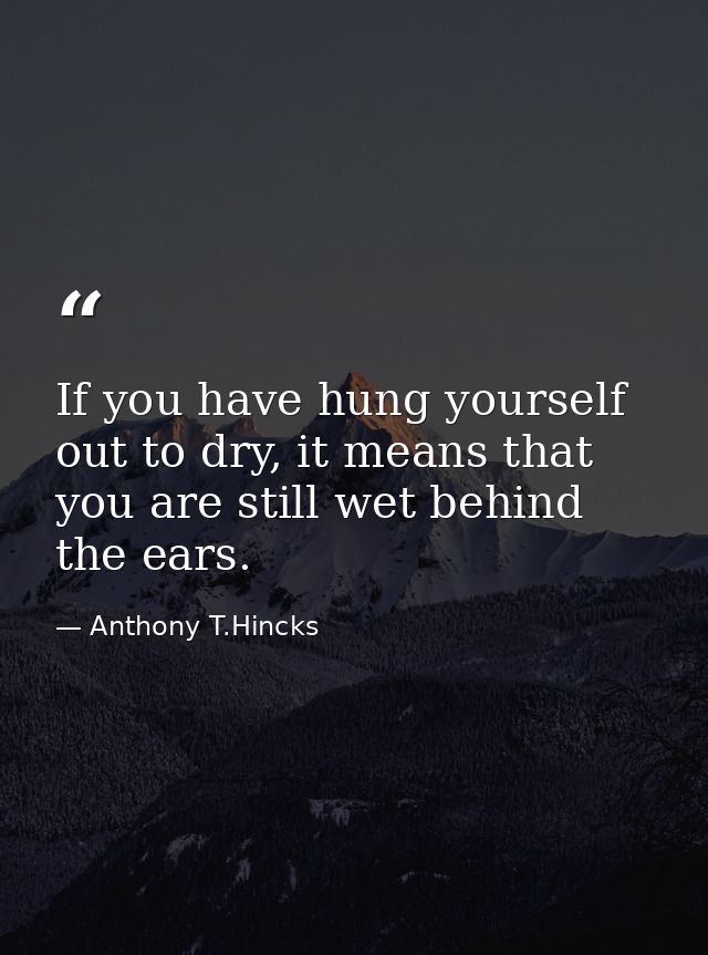 If you have hung yourself out to dry, it means that you are still wet behind the ears. — Anthony T.Hincks