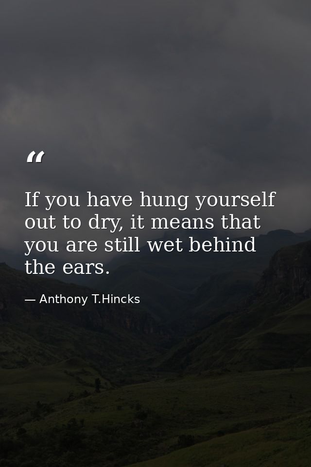 If you have hung yourself out to dry, it means that you are still wet behind the ears. — Anthony T.Hincks