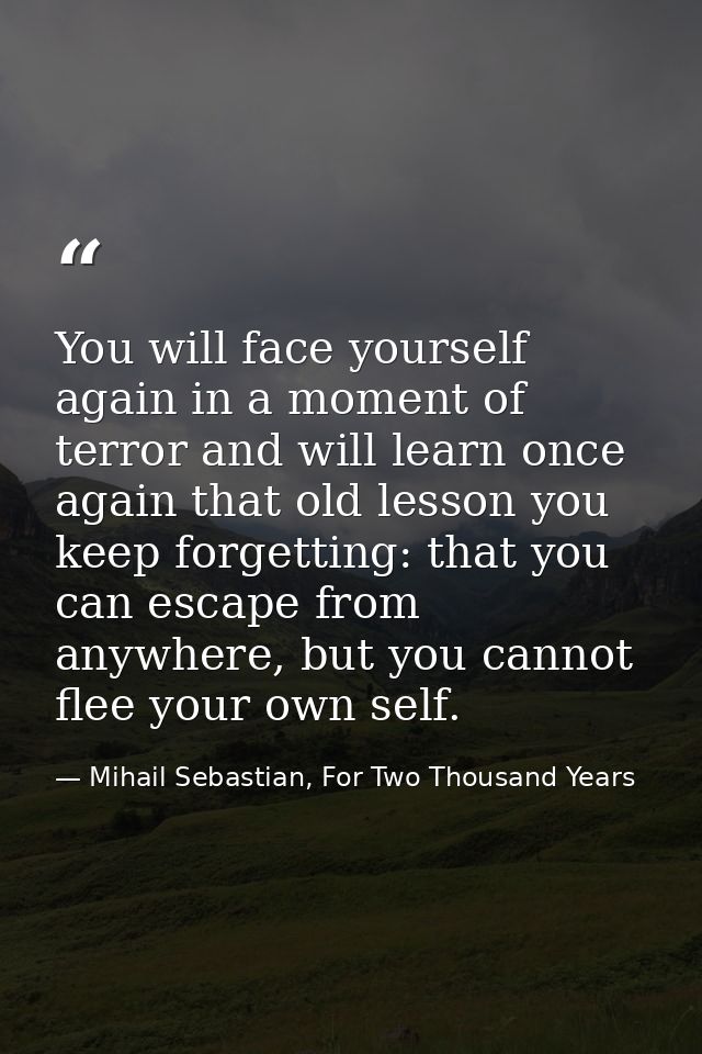 You will face yourself again in a moment of terror and will learn once again that old lesson you keep forgetting: that y — Mihail Sebastian, For Two Thousand Years