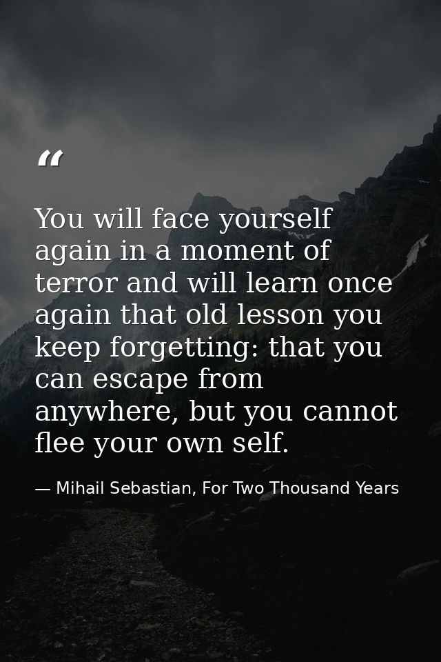 You will face yourself again in a moment of terror and will learn once again that old lesson you keep forgetting: that y — Mihail Sebastian, For Two Thousand Years