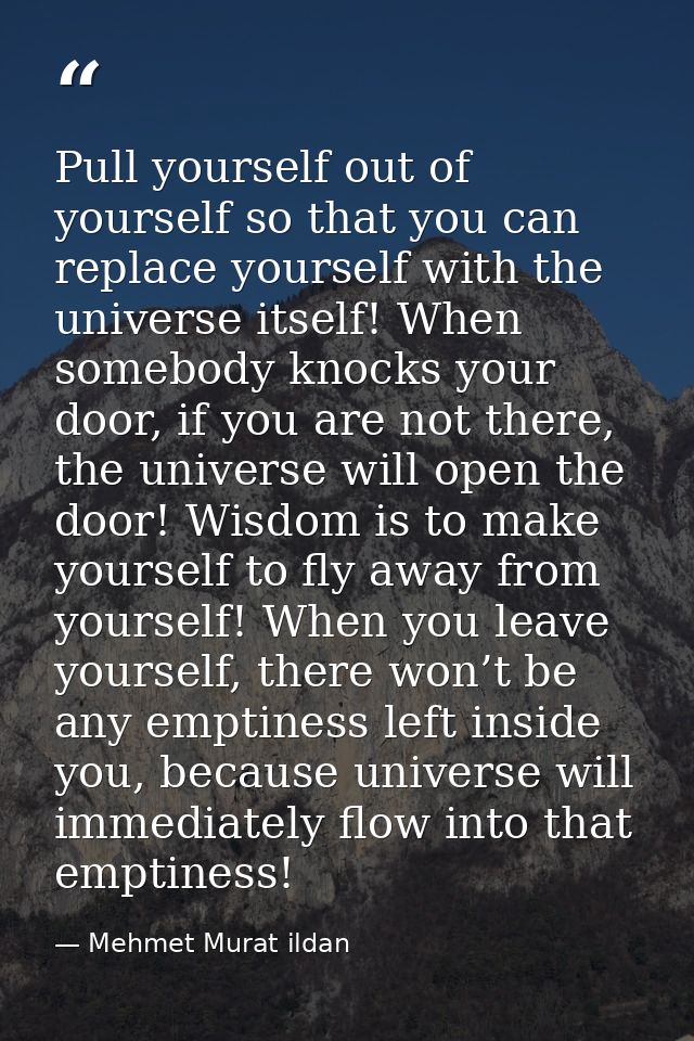 Pull yourself out of yourself so that you can replace yourself with the universe itself! When somebody knocks your door, — Mehmet Murat ildan