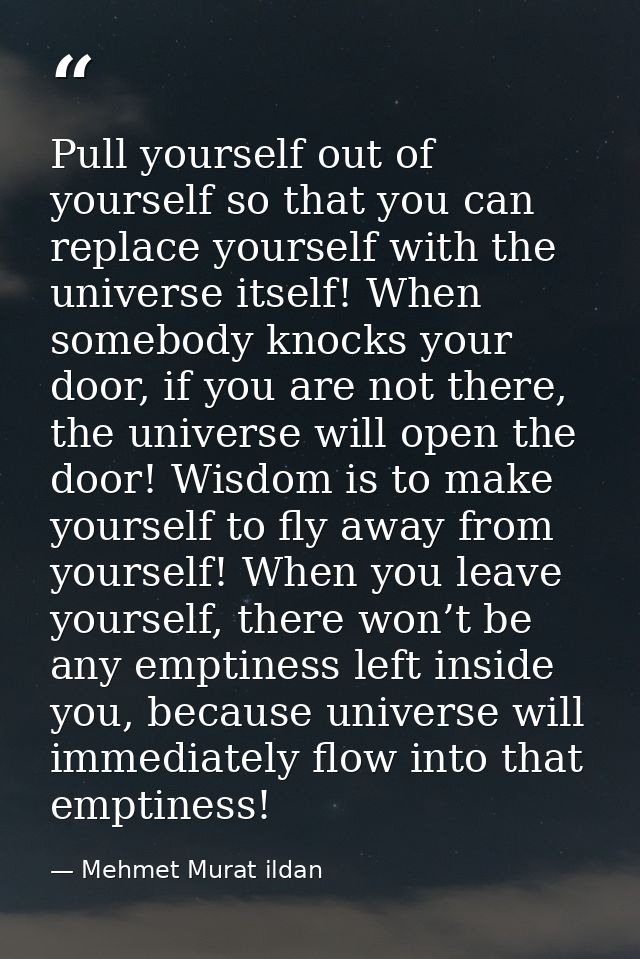 Pull yourself out of yourself so that you can replace yourself with the universe itself! When somebody knocks your door, — Mehmet Murat ildan