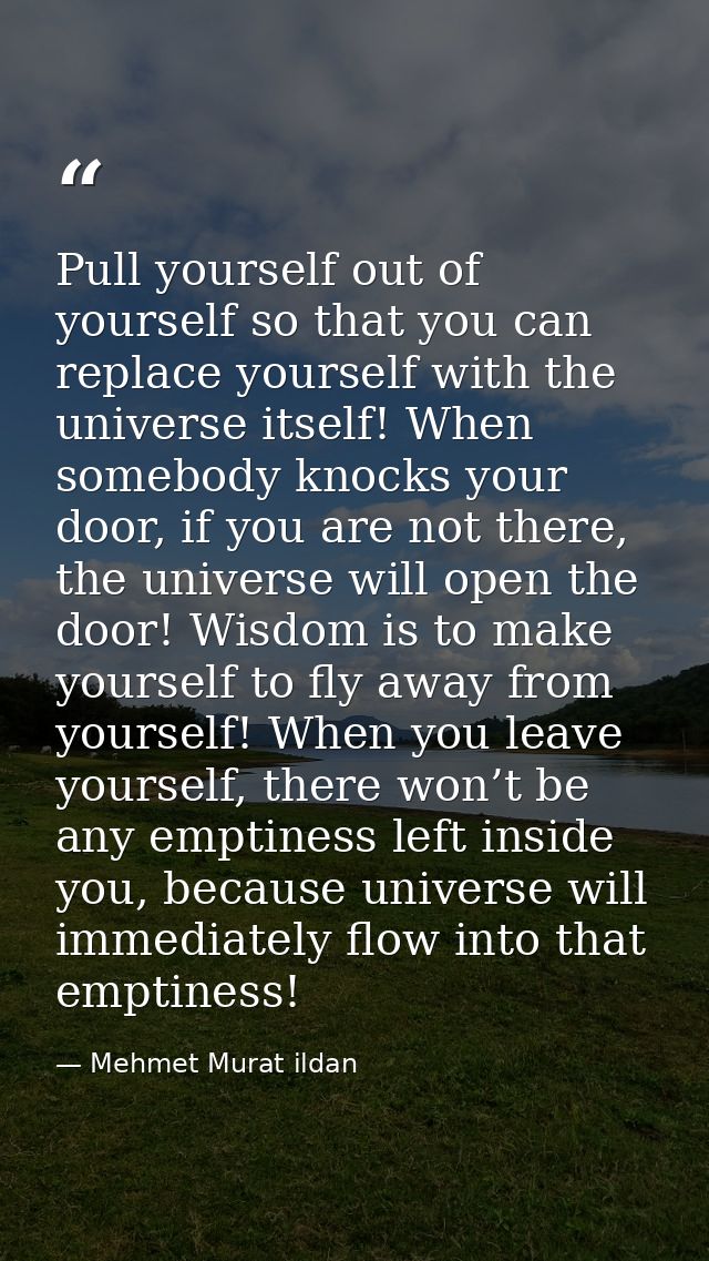 Pull yourself out of yourself so that you can replace yourself with the universe itself! When somebody knocks your door, — Mehmet Murat ildan