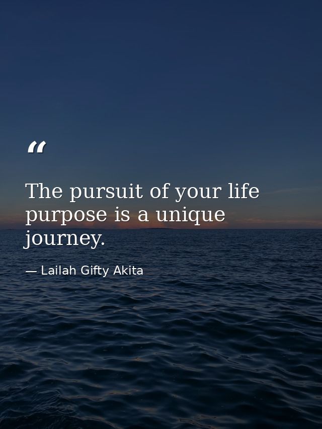 The pursuit of your life purpose is a unique journey. — Lailah Gifty Akita