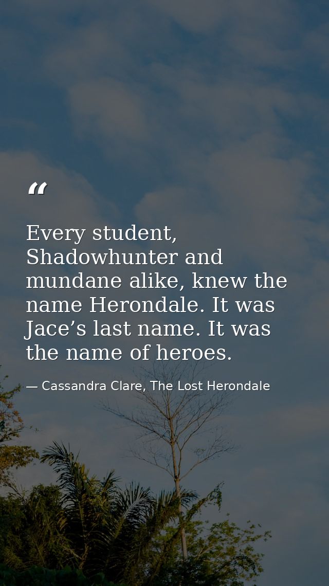 Every student, Shadowhunter and mundane alike, knew the name Herondale. It was Jace’s last name. It was the name of hero — Cassandra Clare, The Lost Herondale