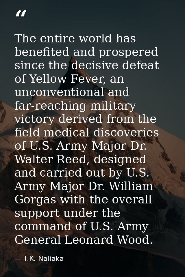 The entire world has benefited and prospered since the decisive defeat of Yellow Fever, an unconventional and far-reachi — T.K. Naliaka