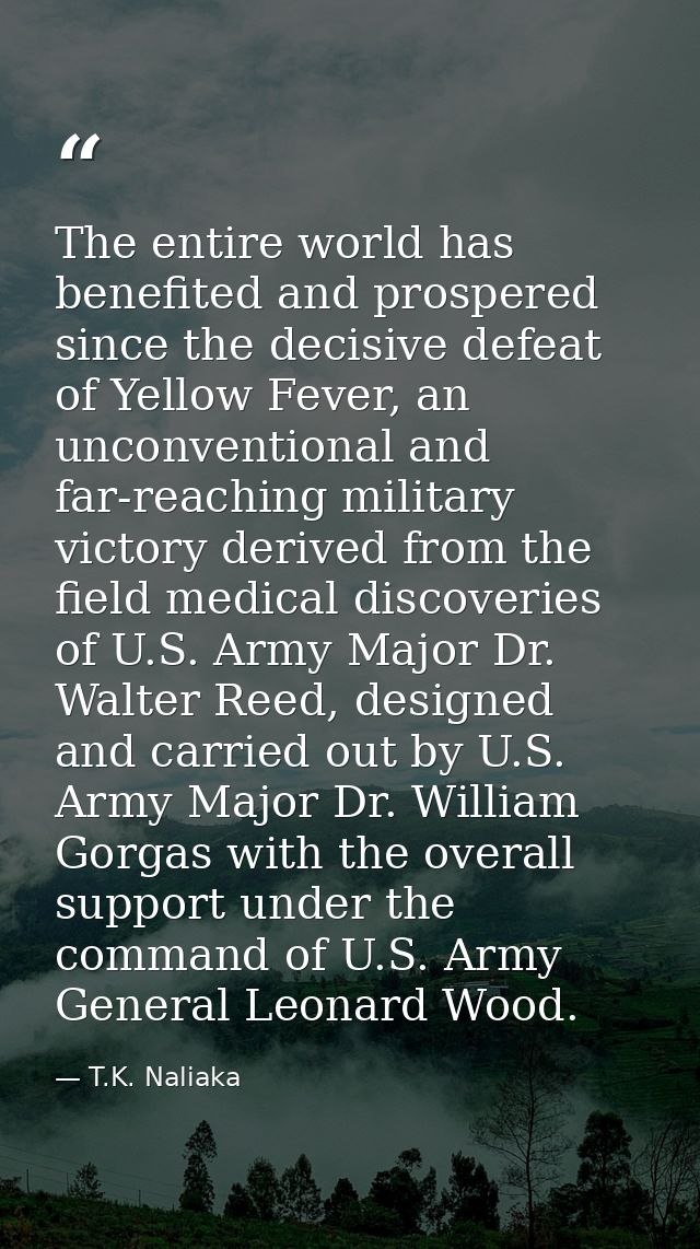The entire world has benefited and prospered since the decisive defeat of Yellow Fever, an unconventional and far-reachi — T.K. Naliaka
