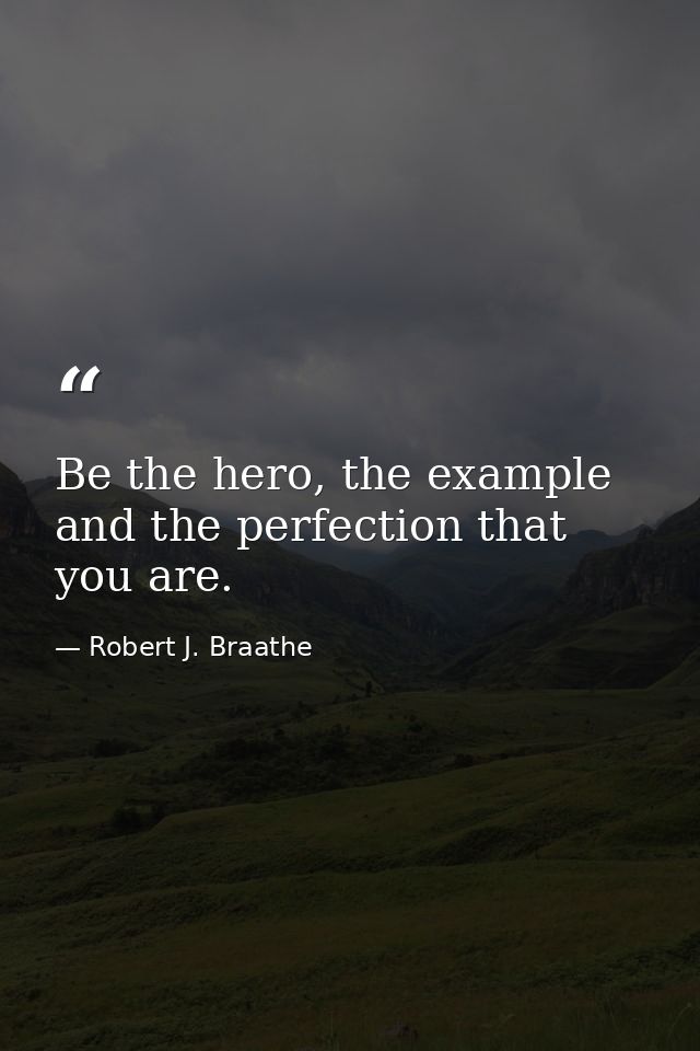 Be the hero, the example and the perfection that you are. — Robert J. Braathe
