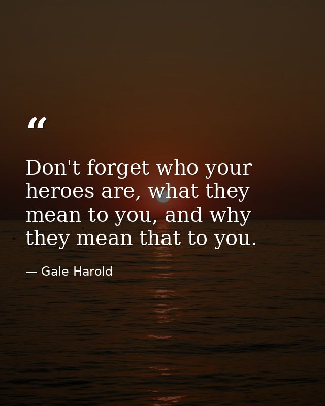 Don't forget who your heroes are, what they mean to you, and why they mean that to you. — Gale Harold
