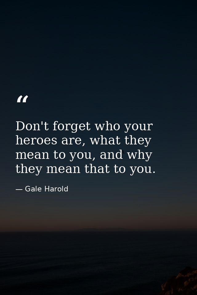 Don't forget who your heroes are, what they mean to you, and why they mean that to you. — Gale Harold