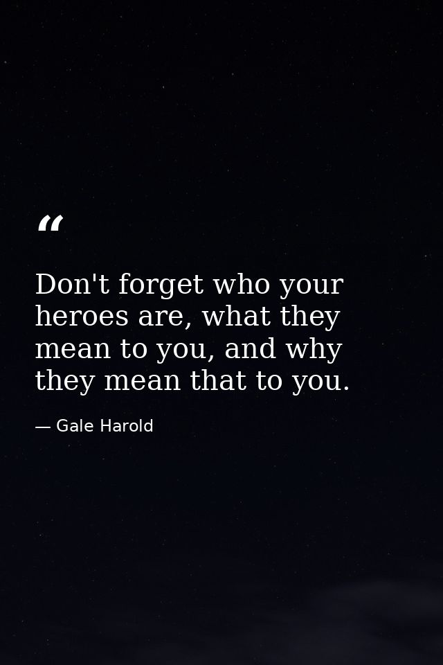 Don't forget who your heroes are, what they mean to you, and why they mean that to you. — Gale Harold