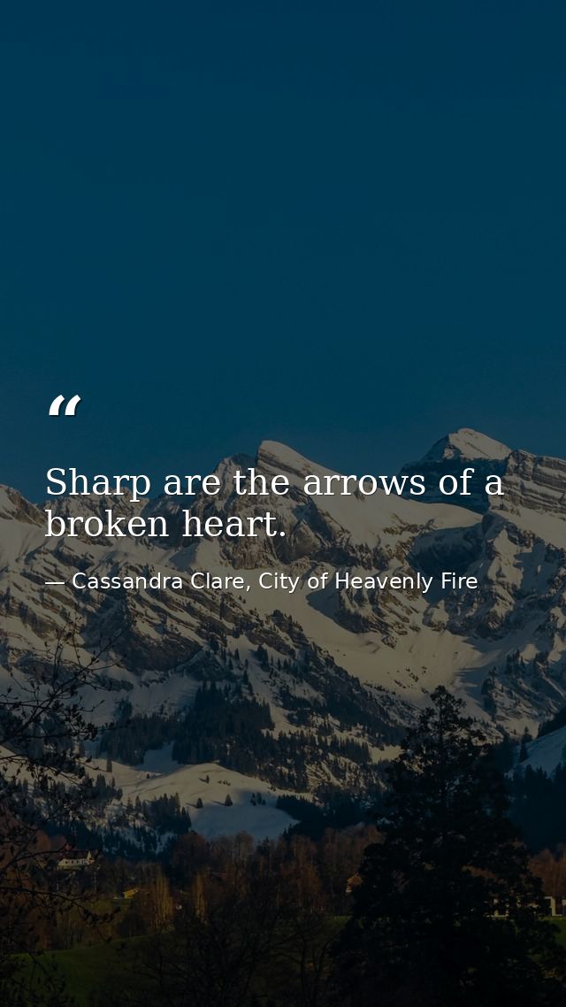 Sharp are the arrows of a broken heart. — Cassandra Clare, City of Heavenly Fire