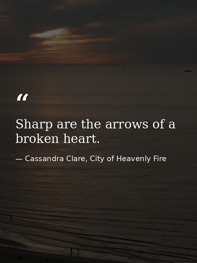 Sharp are the arrows of a broken heart. — Cassandra Clare, City of Heavenly Fire