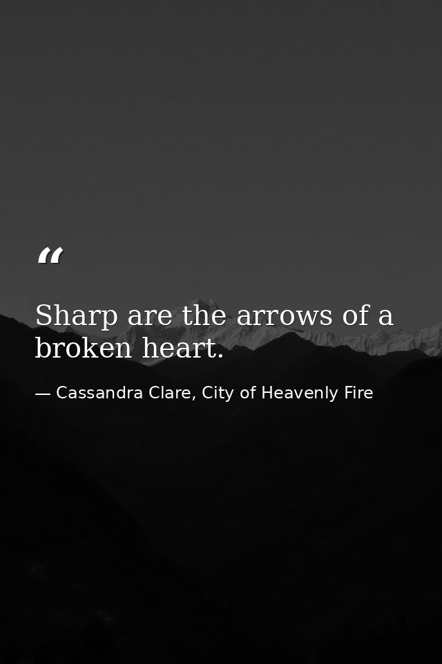Sharp are the arrows of a broken heart. — Cassandra Clare, City of Heavenly Fire