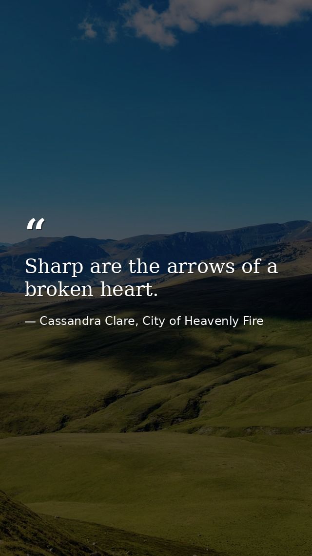 Sharp are the arrows of a broken heart. — Cassandra Clare, City of Heavenly Fire