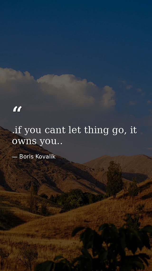 .if you cant let thing go, it owns you.. — Boris Kovalík