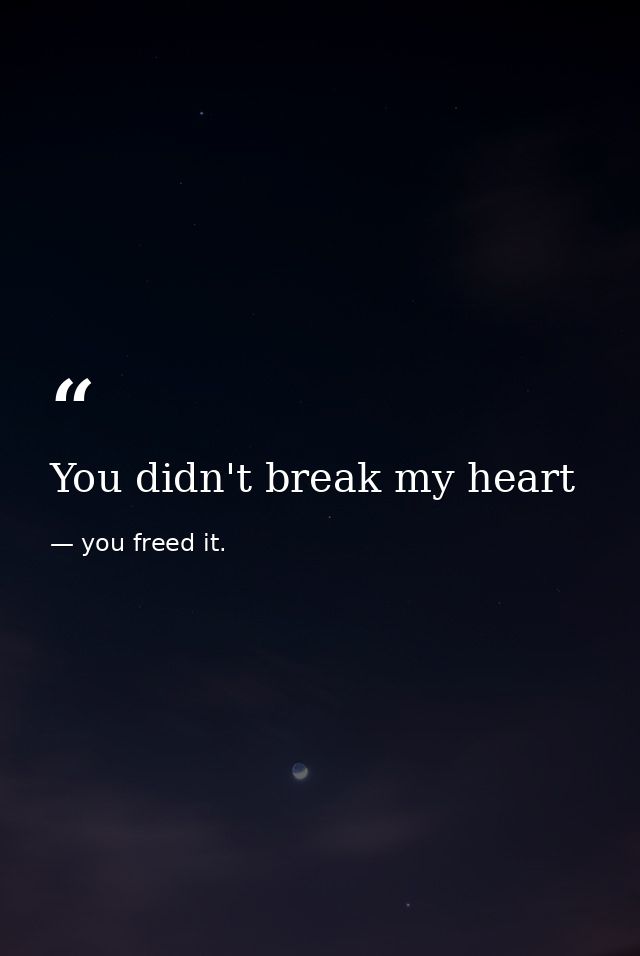 You didn't break my heart — you freed it.