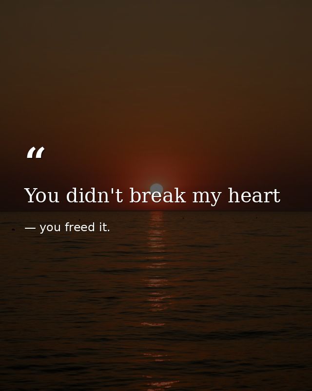 You didn't break my heart — you freed it.