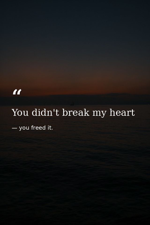 You didn't break my heart — you freed it.